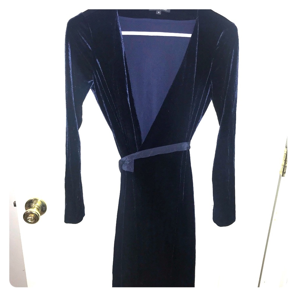 - XS Blue Velvet Wrap Dress